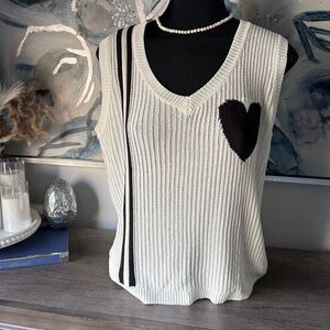 Elegant V-Neck Sweater with Heart Detail. NWOT.